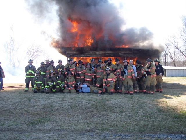 The crew during the burn down